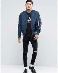 Мужской темно-синий бомбер от Alpha Industries