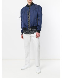 Мужской темно-синий бомбер от Les Hommes