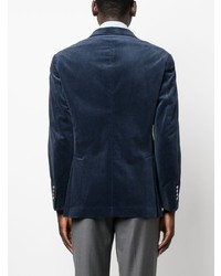 Мужской темно-синий вельветовый двубортный пиджак от Brunello Cucinelli