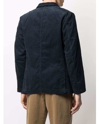 Мужской темно-синий вельветовый двубортный пиджак от Engineered Garments