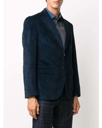 Мужской темно-синий вельветовый пиджак с "огурцами" от Etro
