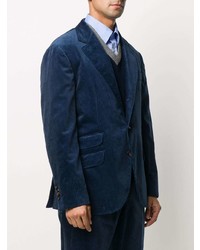Мужской темно-синий вельветовый пиджак от Brunello Cucinelli