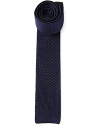 Мужской темно-синий вязаный галстук от Brioni