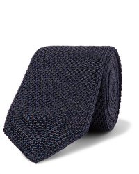 Мужской темно-синий вязаный галстук от Brioni