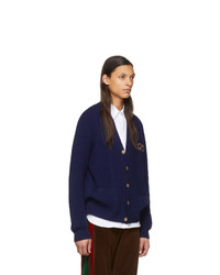 Мужской темно-синий вязаный кардиган от Gucci