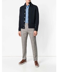 Мужской темно-синий вязаный кардиган от Zanone