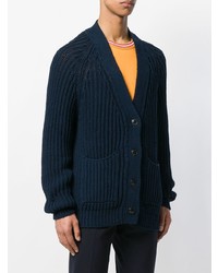 Мужской темно-синий вязаный кардиган от Common Wild