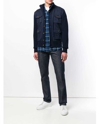 Мужской темно-синий вязаный кардиган от Jacob Cohen