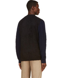 Мужской темно-синий вязаный кардиган от Sacai