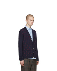 Мужской темно-синий вязаный кардиган от Gucci