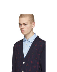 Мужской темно-синий вязаный кардиган от Gucci