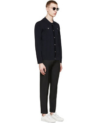 Мужской темно-синий вязаный кардиган от Neil Barrett