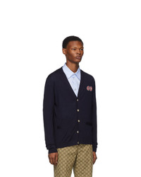 Мужской темно-синий вязаный кардиган от Gucci