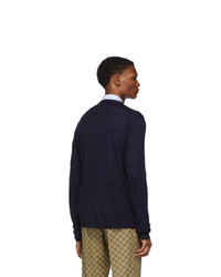 Мужской темно-синий вязаный кардиган от Gucci