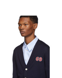 Мужской темно-синий вязаный кардиган от Gucci