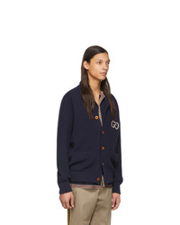 Мужской темно-синий вязаный кардиган от Gucci