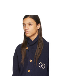 Мужской темно-синий вязаный кардиган от Gucci