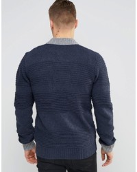 Мужской темно-синий вязаный свитер на молнии от Bellfield