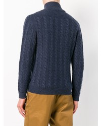 Мужской темно-синий вязаный свитер на молнии от N.Peal