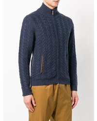 Мужской темно-синий вязаный свитер на молнии от N.Peal