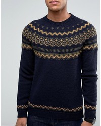 Мужской темно-синий вязаный свитер с круглым вырезом от Esprit