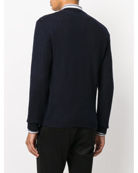 Мужской темно-синий вязаный свитер с круглым вырезом от Jil Sander