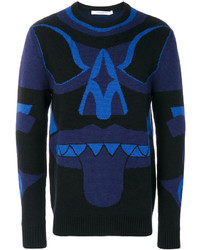 Мужской темно-синий вязаный свитер с круглым вырезом от Givenchy