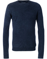 Мужской темно-синий вязаный свитер с круглым вырезом от Jacob Cohen