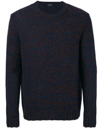 Мужской темно-синий вязаный свитер с круглым вырезом от Jil Sander