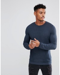 Мужской темно-синий вязаный свитер от ASOS DESIGN