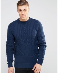 Мужской темно-синий вязаный свитер от Bellfield