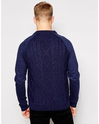 Мужской темно-синий вязаный свитер от Firetrap