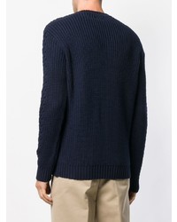 Мужской темно-синий вязаный свитер от Edwin