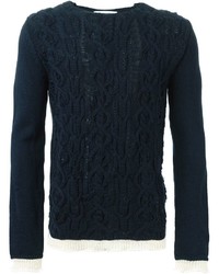 Мужской темно-синий вязаный свитер от Comme des Garcons