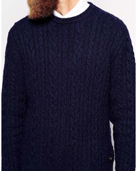 Мужской темно-синий вязаный свитер от Edwin