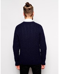 Мужской темно-синий вязаный свитер от Edwin