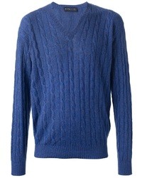 Мужской темно-синий вязаный свитер от Etro