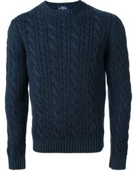 Мужской темно-синий вязаный свитер от Fedeli