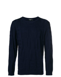 Мужской темно-синий вязаный свитер от Fendi