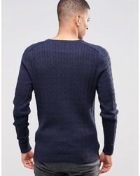 Мужской темно-синий вязаный свитер от Selected