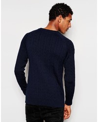 Мужской темно-синий вязаный свитер от Selected