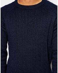 Мужской темно-синий вязаный свитер от Selected