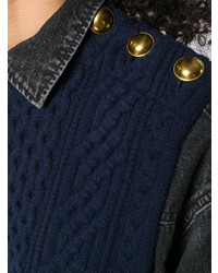 Женский темно-синий вязаный свитер от Sacai