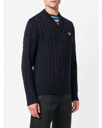 Мужской темно-синий вязаный свитер от Fred Perry