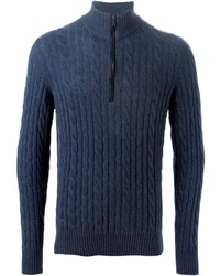 Мужской темно-синий вязаный свитер от Loro Piana