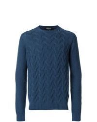 Мужской темно-синий вязаный свитер от Loro Piana