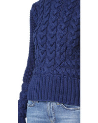 Женский темно-синий вязаный свитер