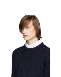 Мужской темно-синий вязаный свитер от Thom Browne