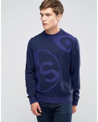 Мужской темно-синий вязаный свитер от Paul Smith