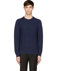 Мужской темно-синий вязаный свитер от Richard Nicoll